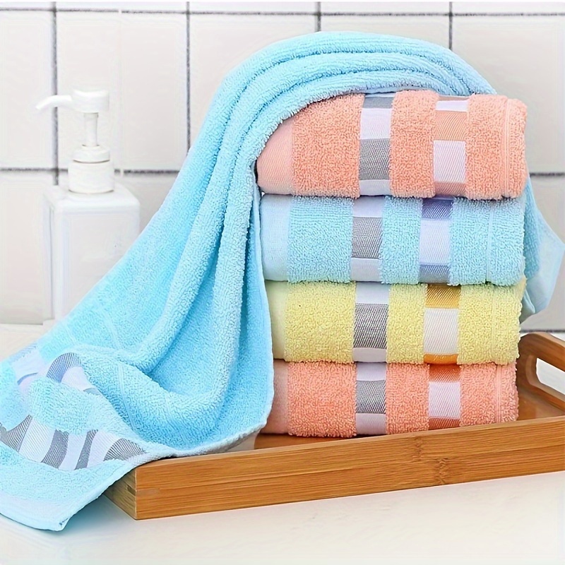 5pcs Cotton Towel Set, Absorbent, Quick-drying, Plush , Perfect For Home Bathroom
