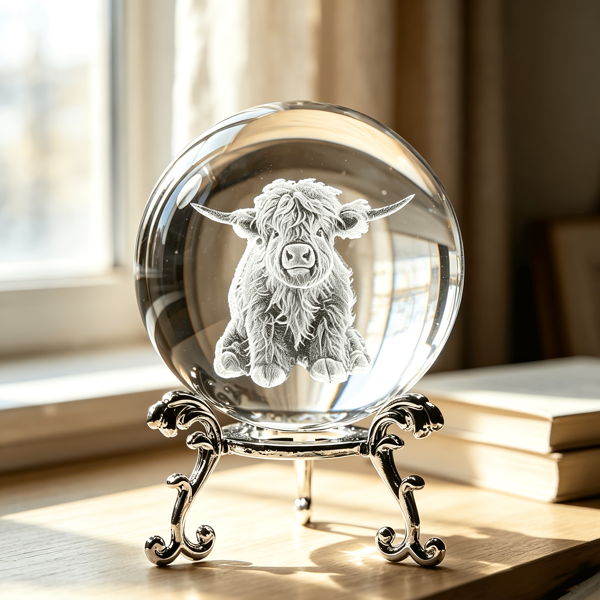 TEMU High- Crystal Carving Ornament, Vintage Metal Carved Base, Pastoral Enthusiast Collection Commemorative Craft