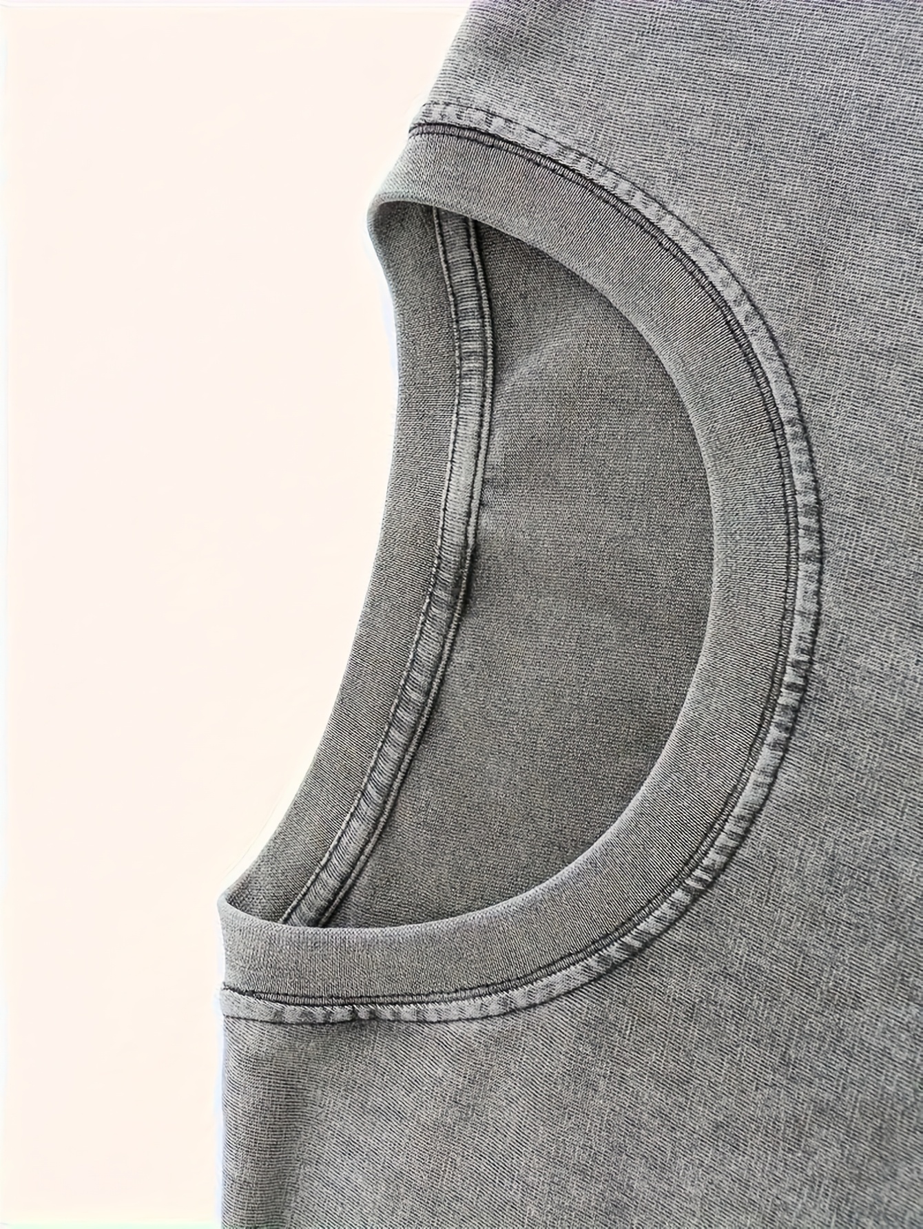 half moon pattern summer womens fashion washed retro high quality 230g thick t shirt street retro style round neck short sleeved t shirt Product details 3