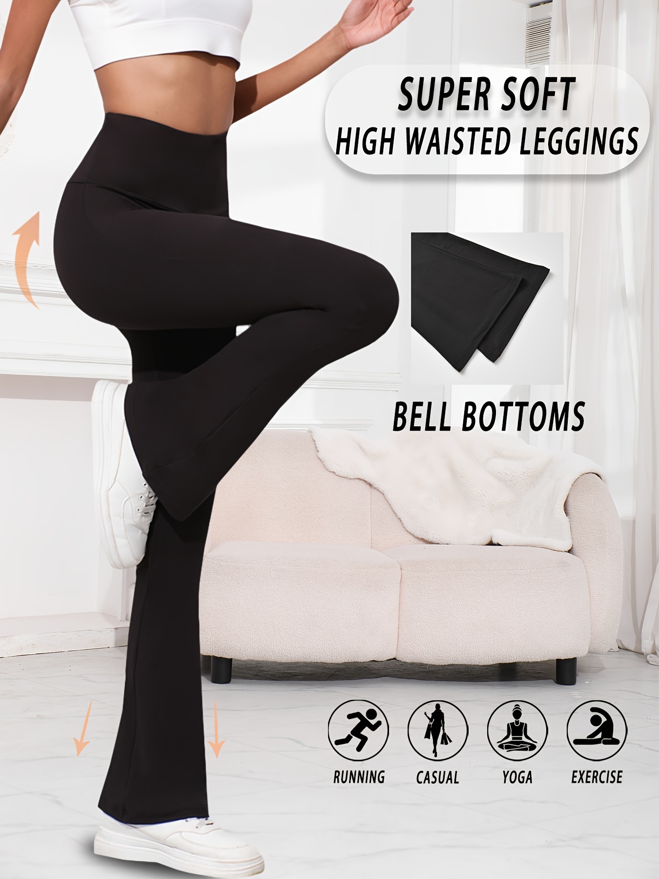 Bootcut Yoga Leggings For Girls - High Waist Stretchy Flare Pants (5 Colors)