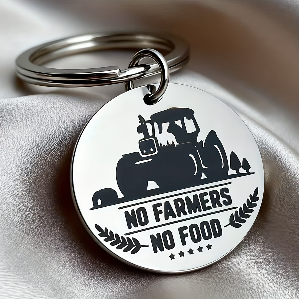 TEMU 1pc Creative Tractor Farmer Theme Keychain 
