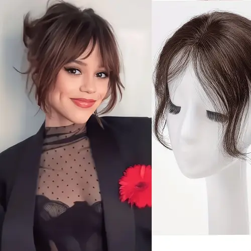 elegant clip in bangs hair extensions for women invisible middle part fringe straight synthetic hair natural look for daily use styling sleek straight hair accessory