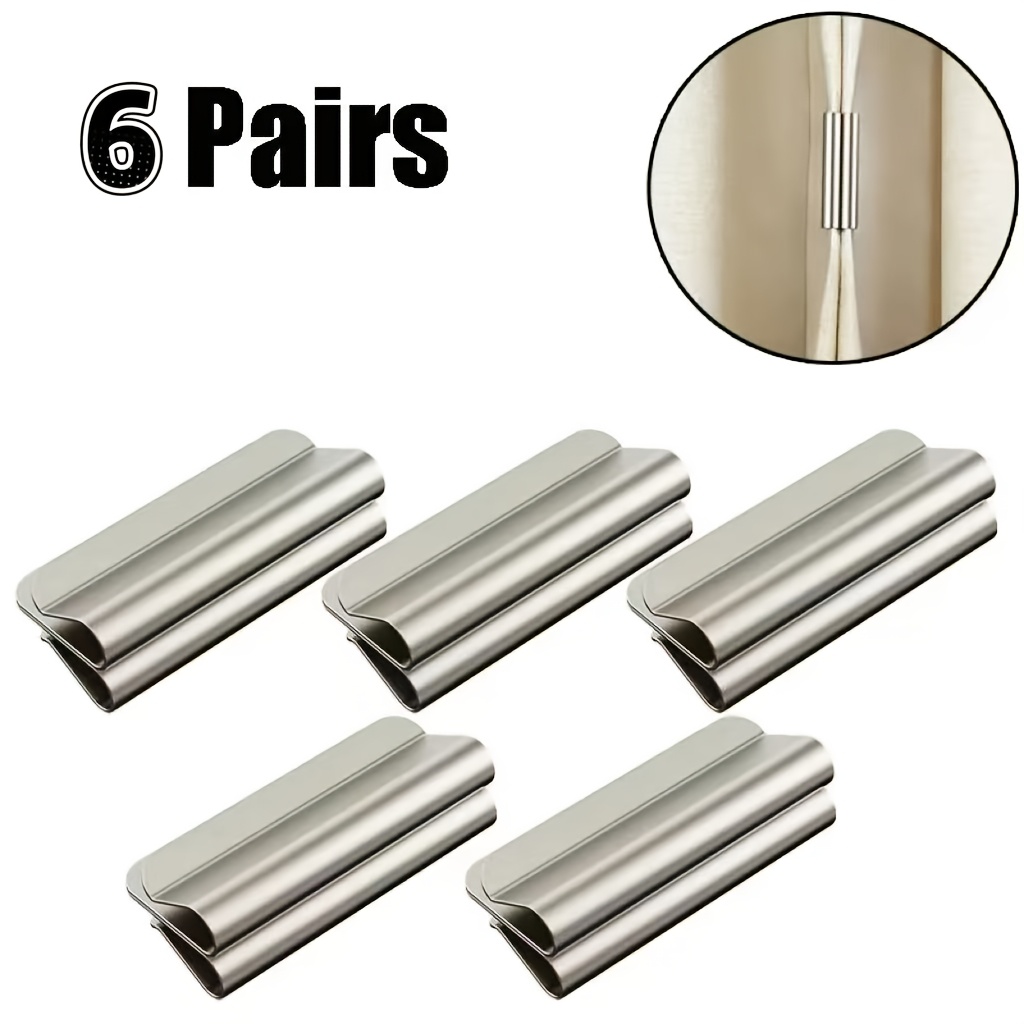 TEMU 12pcs Magnetic Curtain Clips, No-drill Curtain Tiebacks, Strong Magnetic Curtain Holdbacks, Self-adhesive Closure Clips, Reusable Metal Curtain
