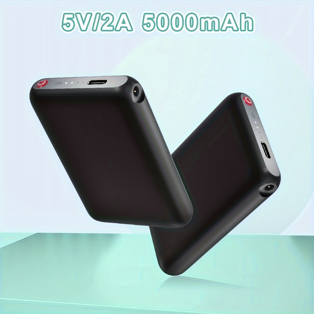 TEMU Ensemble de 2 batteries Lithium Polymère, 5V 5000Mah - Source d'alimentation extra pour chaussures chauffantes, gants, semelles et écharpes, un