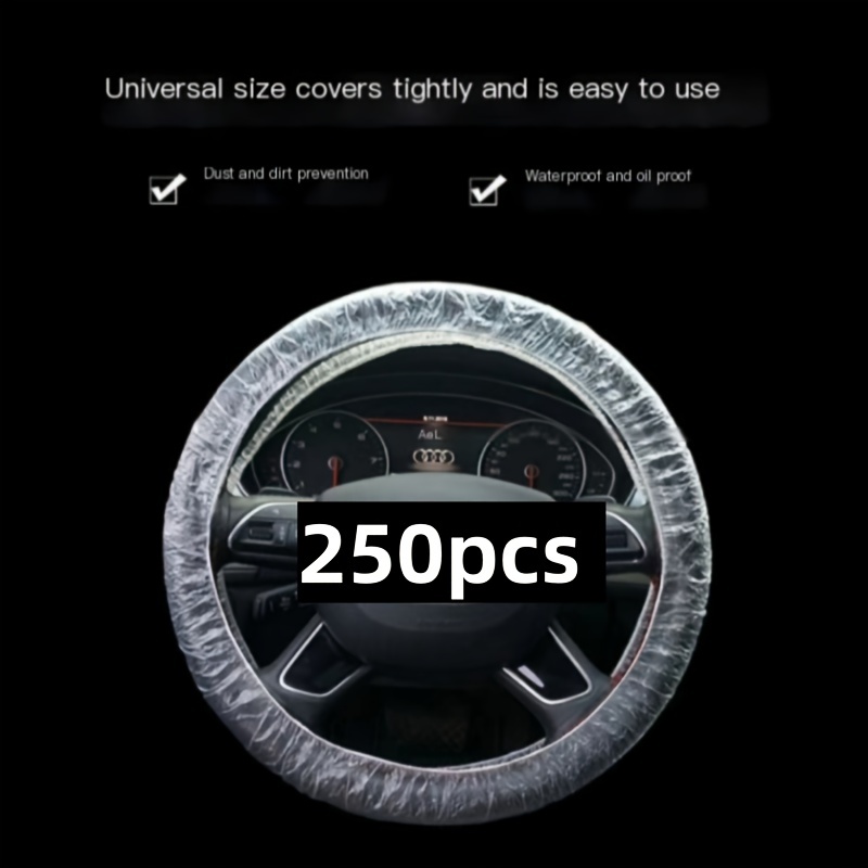 

250-pack Disposable Plastic Steering Wheel Covers - Dust And Dirt Prevention, Waterproof And Oil Proof Steering Wheel Protective