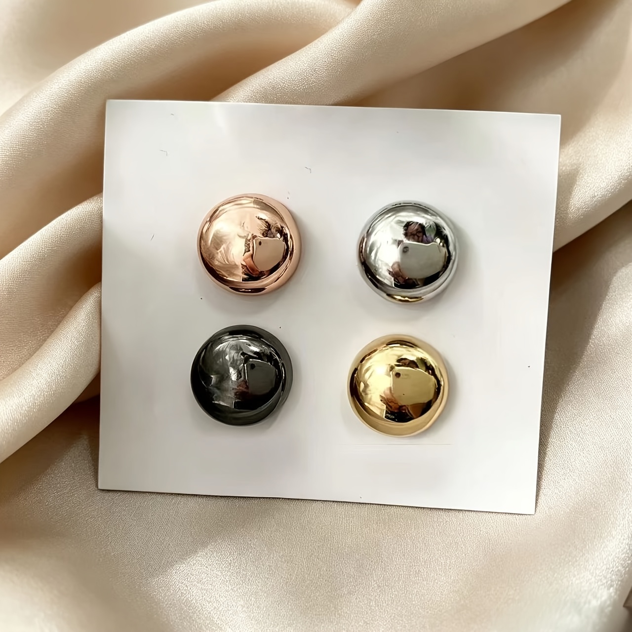 Image of 4pcs Headscarf Magnetic Gender Pins, Strong Headscarf Magnets Without Needles, Round Style Without Hooks Scarf Clips Women's Clothing Shirts Scarves (electroplated), Magnets, No Gems