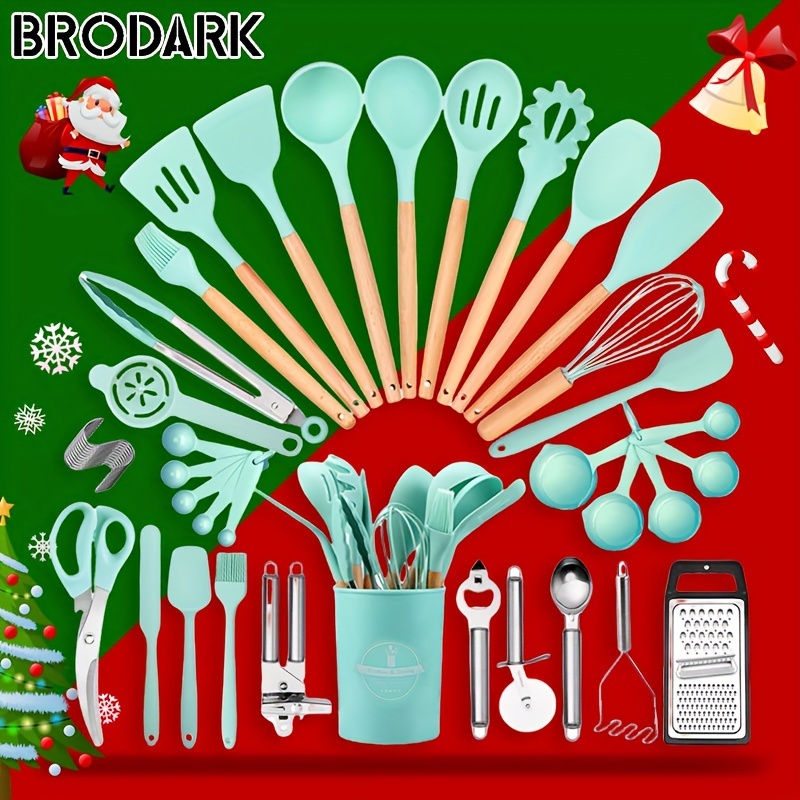 

Brodark 44pcs/set, Silicone Utensil Set, Kitchen Utensil Set, Safety Cooking Utensils Set, Cooking Utensils Set With Handle, Washable Modern Cookware, Kitchen Stuff, Kitchen Gadgets, Kitchen