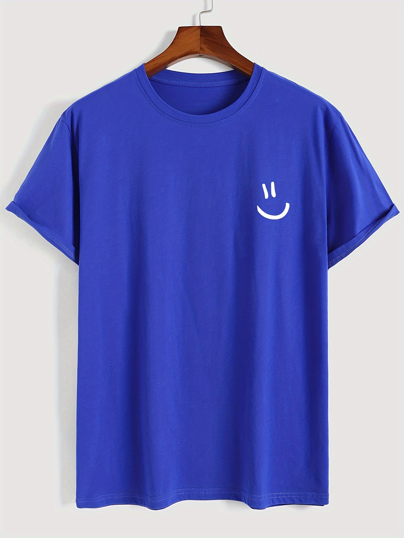 Men's 100% Cotton White T-Shirt with joyful Face Print - Minimalist Round Neck Short Sleeve Casual Casual Attire, Soft Breathable Fabric, Left Chest joyful Face Design, Minimalist White Tee for Men, Versatile for Casual & Formal Outfits, Hand Washable, Regular Fit, Plain White with joyful Face Graphic, Smooth Texture, No Stretch Fabric, Basic Style for Layering, Suitable for Casual Attire, Round Neck T Shirt for Men, T Shirt for Men High Quality, Funny T Shirts,