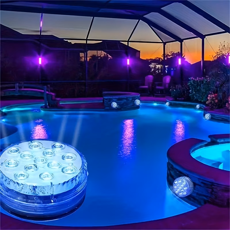 قطعة واحدة، مصابيح led تحت الماء، مصابيح حمام السباحة، مصابيح ليلية خارجية تحت الماء، مصابيح متعددة الألوان ip68. مناسبة لحوض الاستحمام، الحديقة، ، ، السبا، زينة حفلة الهالوين، لوازم حمام السباحة في الحديقة تفاصيل المنتج 1