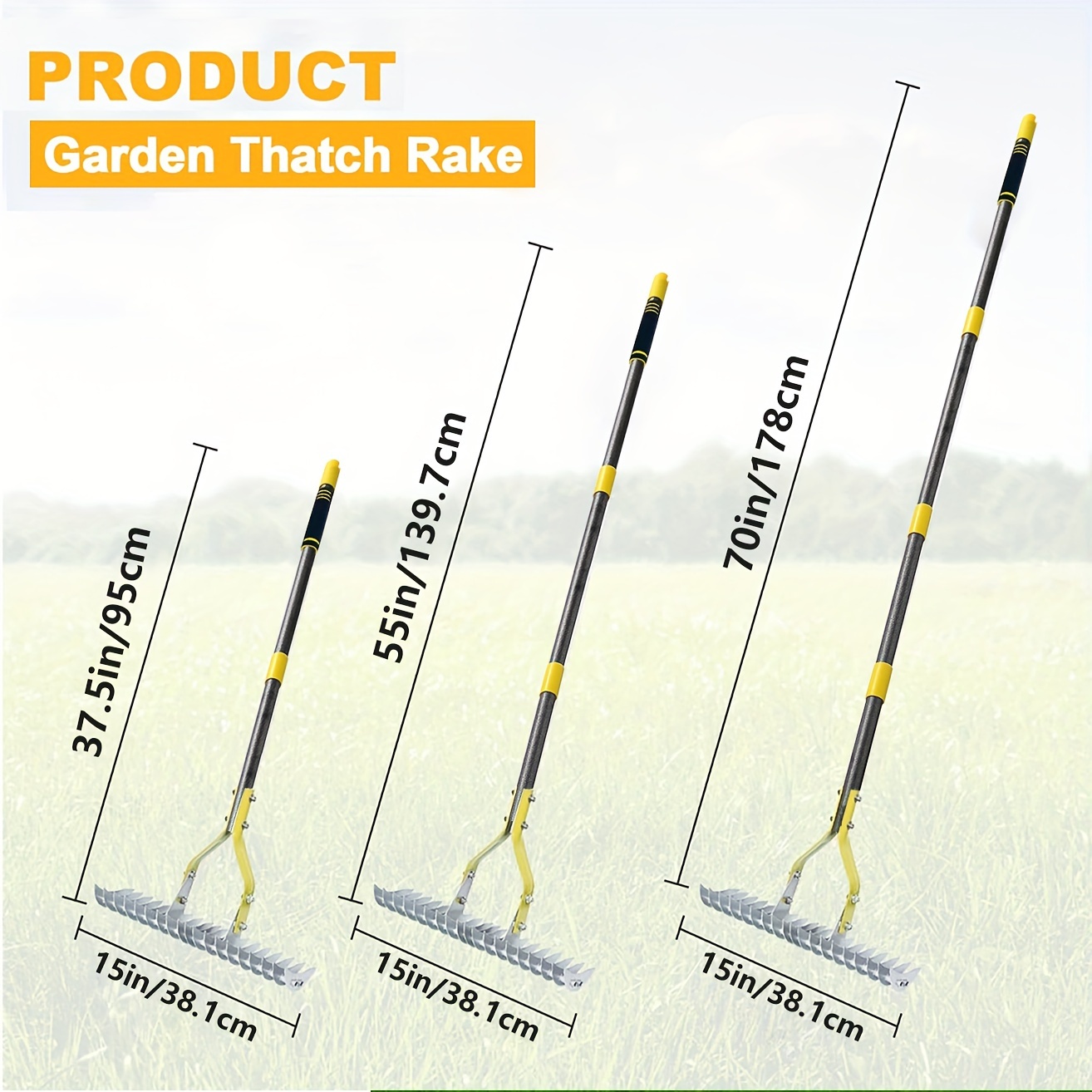 Metal Garden Rake Lawn Turf Wide Lawn Thatching Rake - Temu