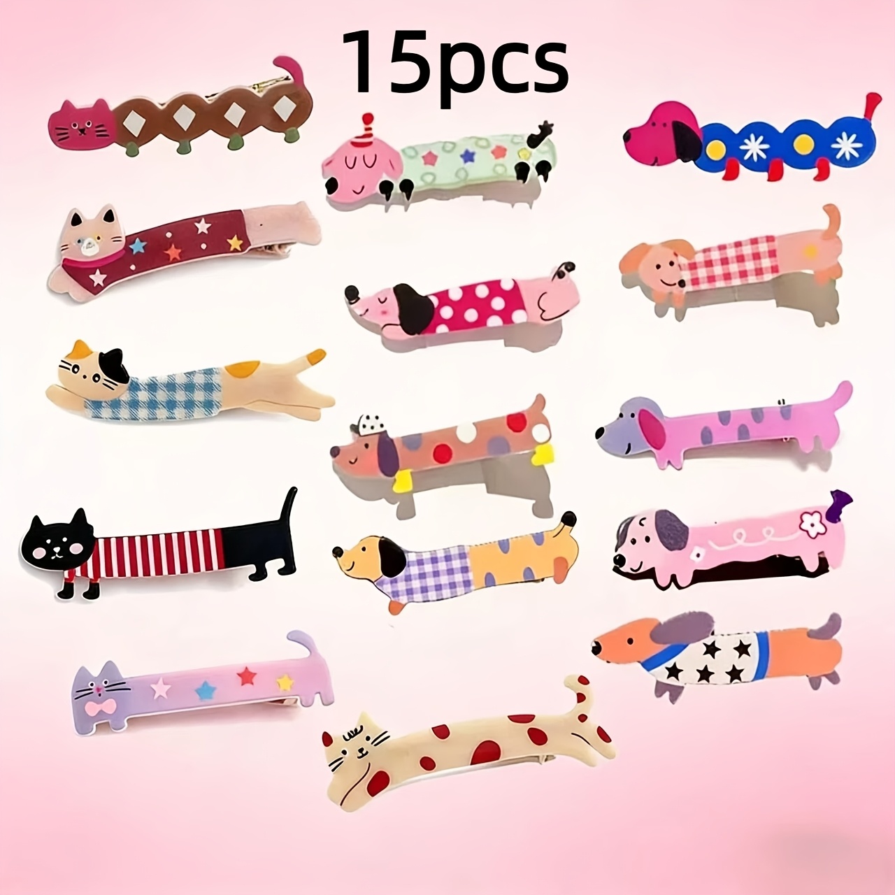 TEMU 15pcs Assorted And Dog Duckbill Hair Clips: Accessories, Sweet And Adorable Cartoon Design, Holds Long Bangs Without Slipping, Practical For