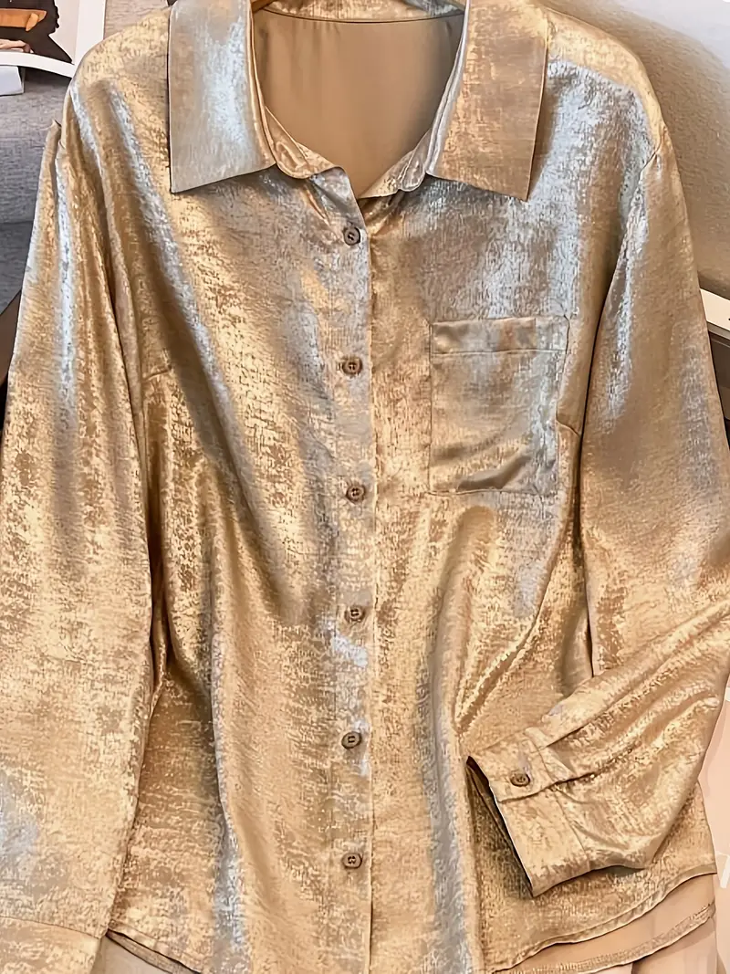 plus size womens elegant metallic golden long sleeve shirt - Temu plus size womens elegant metallic golden long sleeve shirt - Temu