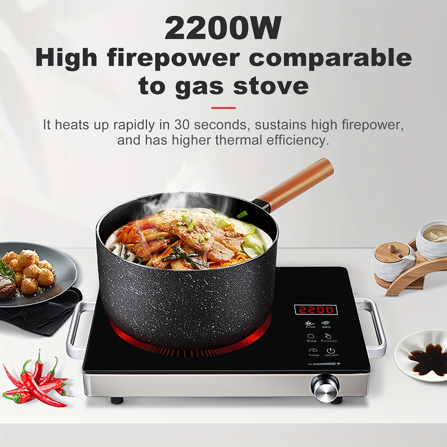 2200w portable infrared electric cooktop handle compact Temu