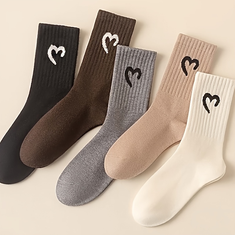 

5 Pairs Of Half-heart Lightweight And Breathable Women's Socks