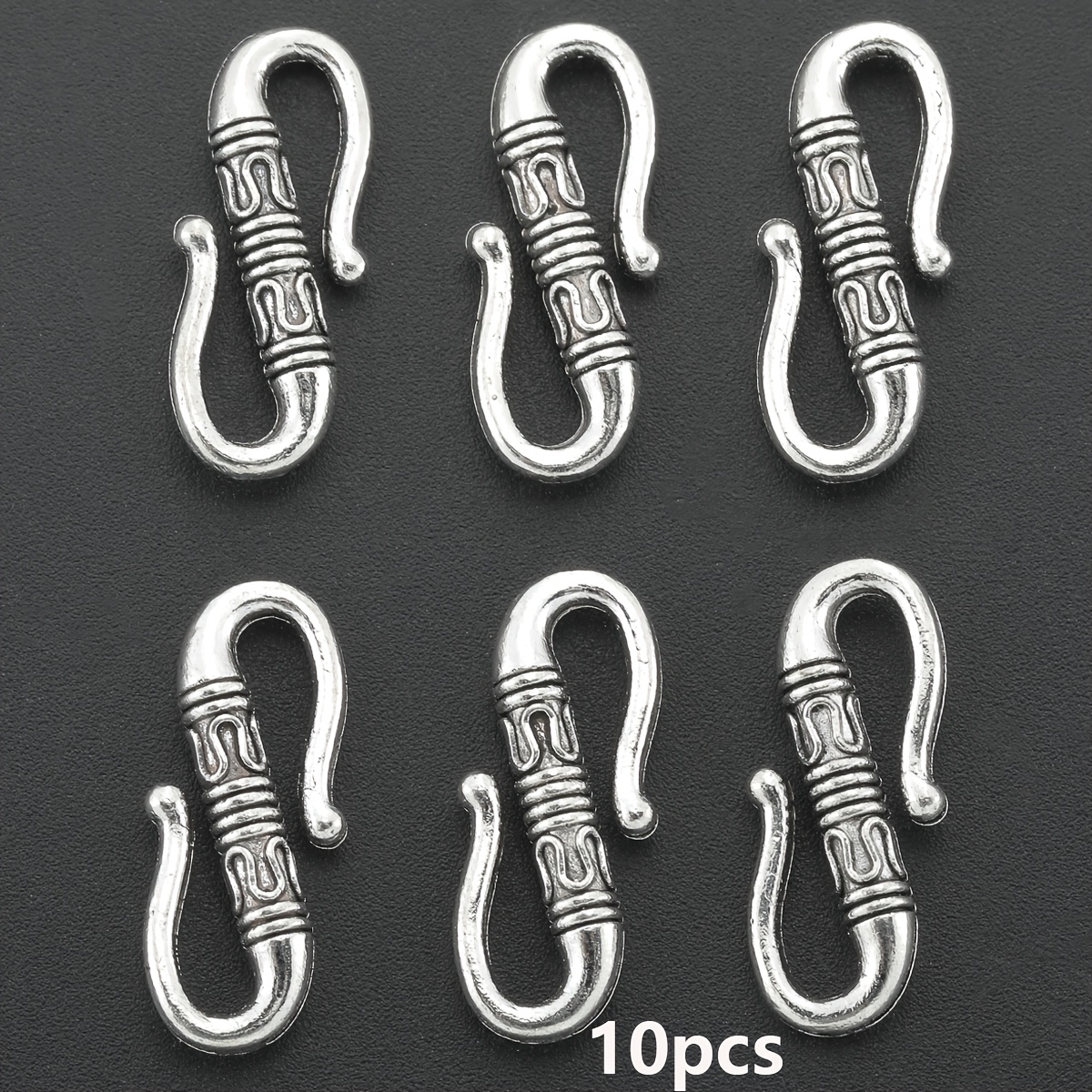 TEMU 10pcs Alloy Clasp, 22mm Double-sided Patterned Spacer Bead, 3d Hollowed Connection Ring, Through Hole Bead, Decorative Jewelry Clasp For