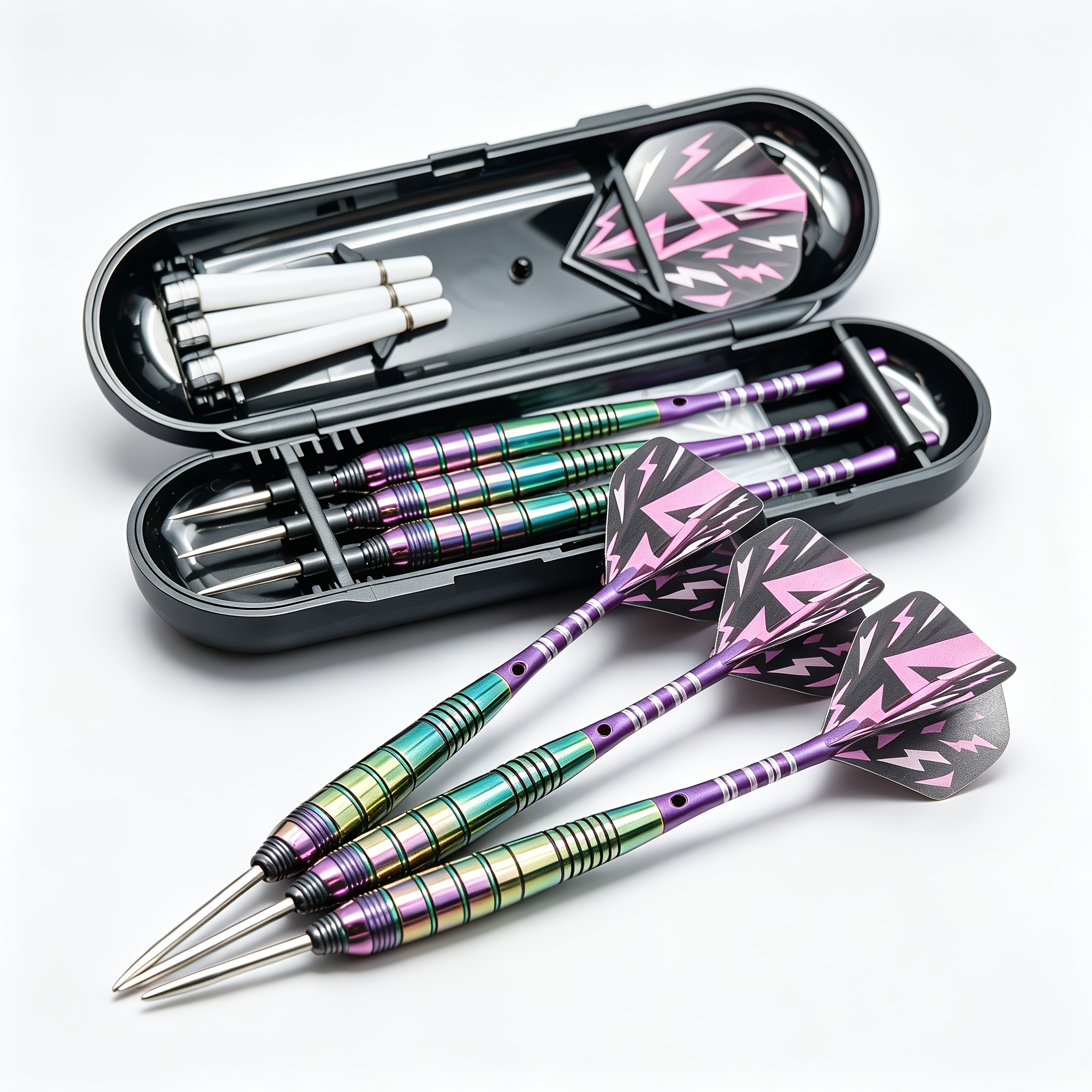 TEMU 24g Dart-Set, farbenfroher Shift galvanisierter Dartschaft, verschleißfeste, farbechte, rutschfeste geriffelte Darts mit gehärteten Spitzen &