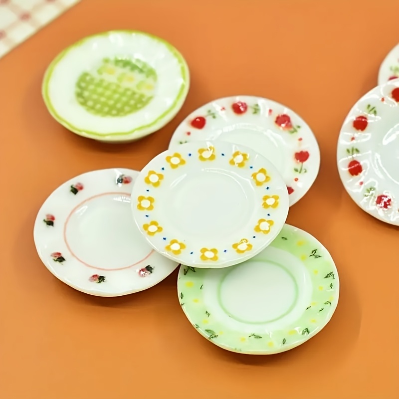 

12pcs Mini Flower Patterned Ceramic Plates, For Making, Pendants, Coasters, And Home Decor Crafts Accessories