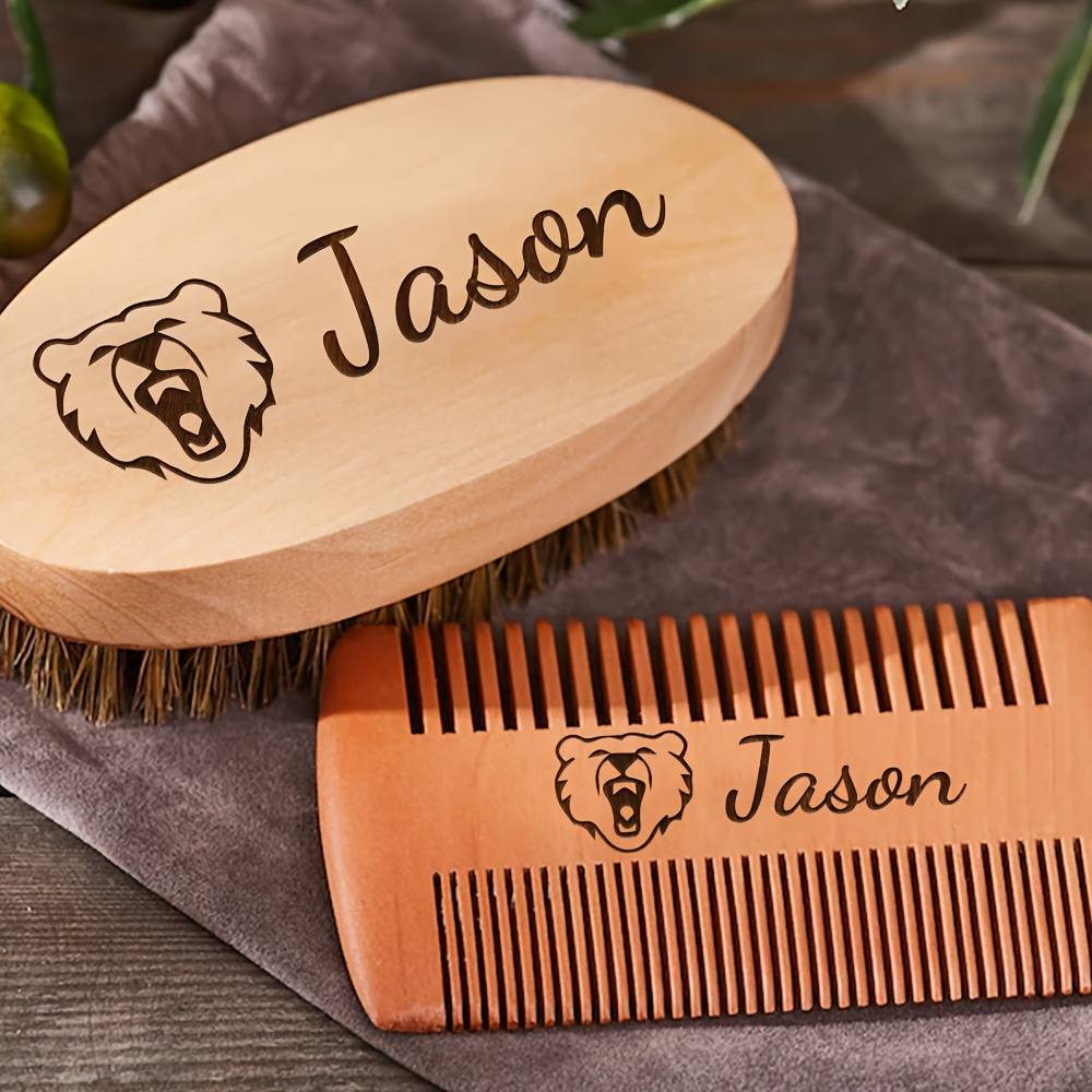 

2pcs/set Personalized Comb And Set, And Wooden Comb, Facial Styling, And Shaping Bag, For Men, 's Day