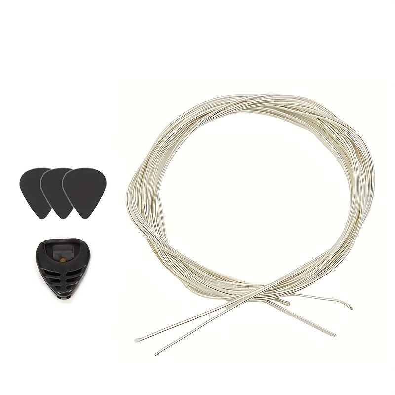 Classical Guitar Nylon String Set Of 6 White Strings, Transparent Nylon String, Black Plucking Box, Plucking Box For Strings