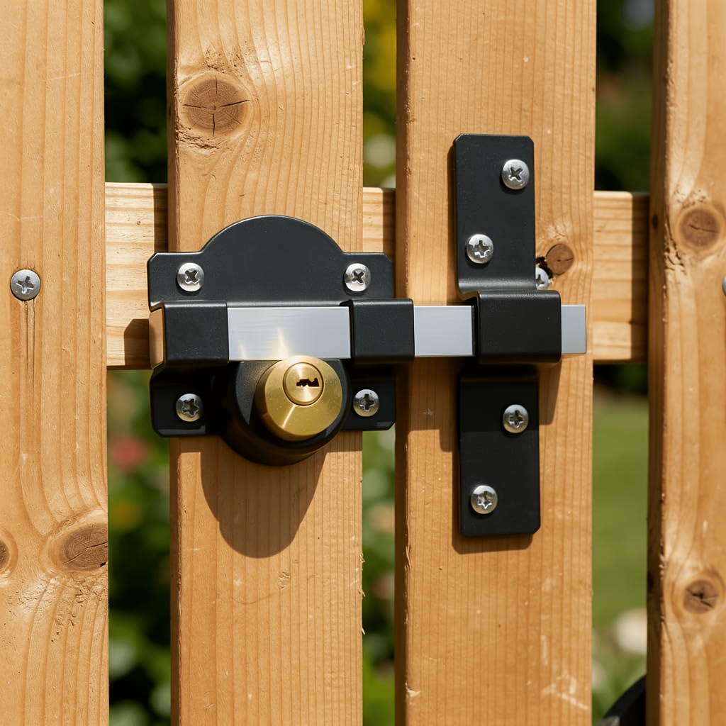 Double-Sided Gate Lock With Key – Rustproof Polymer & Stainless Steel Latch For Wood, Metal, Or Vinyl Fences, Easy DIY Install