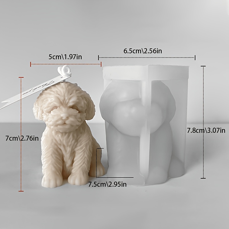 TEMU Plush Dog-shaped Silicone Candle Mold, Multi-functional Diy Candle/soap/resin/plaster Mold, Cute Puppy Shape Candle Mold, Suitable For Making