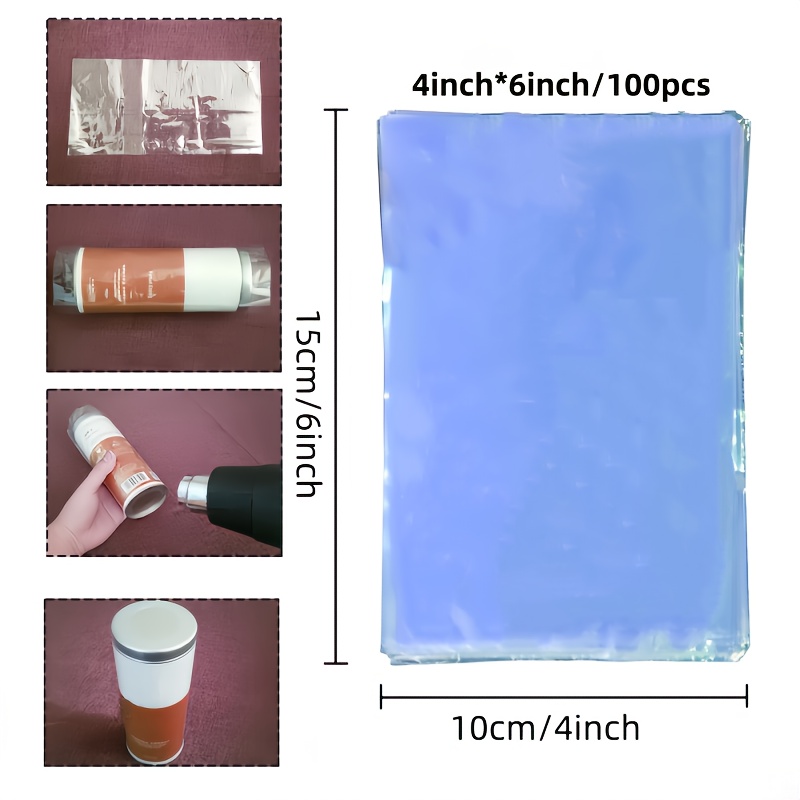 TEMU 100pcs Transparent Pvc Heat Shrink Bags - Clear Reusable Shrink Wrap For Gift Packaging, Bath Salts, Soap, Storage & Organization Supplies,