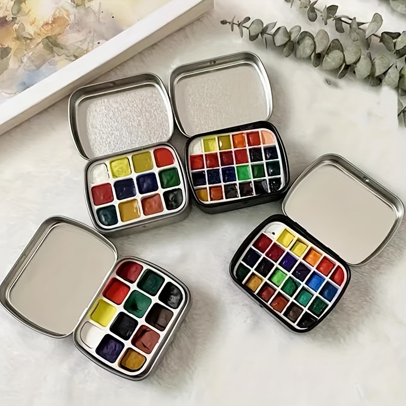 

Small Tin Box 12 Wells Empty Watercolor Palette Paint Mixing Cup Mini Paint Palette Travel Watercolor Painting Tray