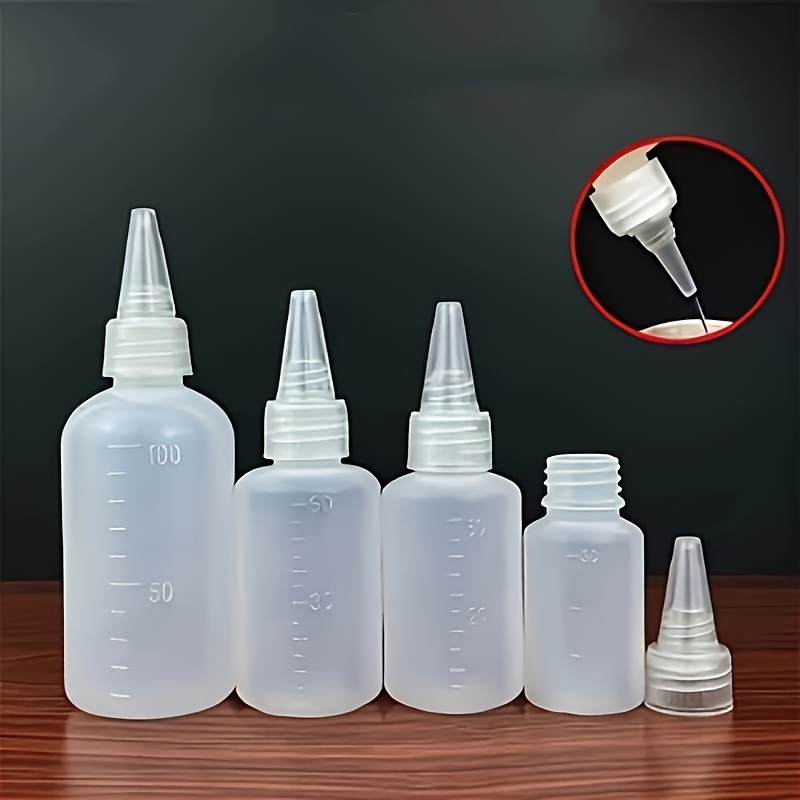 

5pcs Translucent Plastic Squeeze Bottles With Precise Scale - Pointed Mouth, Refillable & Portable For Travel, Ideal For Liquids & Pigments, Travel Bottles For Liquids