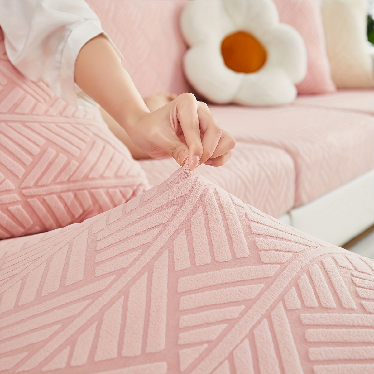 launch 1pc jacquard colorful fleece sofa cover elastic universal stretch sofa cover for   easy to   universal full wrap non slip sofa cover back cover and cushion cover sofa protection cover suitable for offic Product details 17