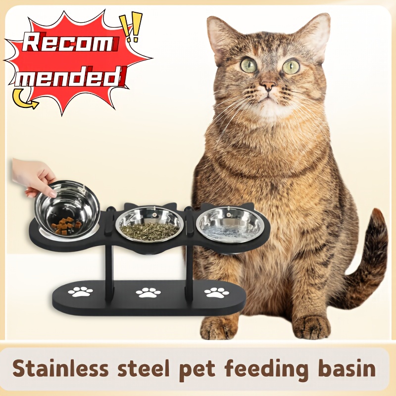 

Raised Cat Bowl With Raised Cat , 15° Cat Pet Bowl For Puppies, Raised Dog Bowl Holder Feeder Adjustable Food And Water Bowl With 3 Stainless Steel Bowls