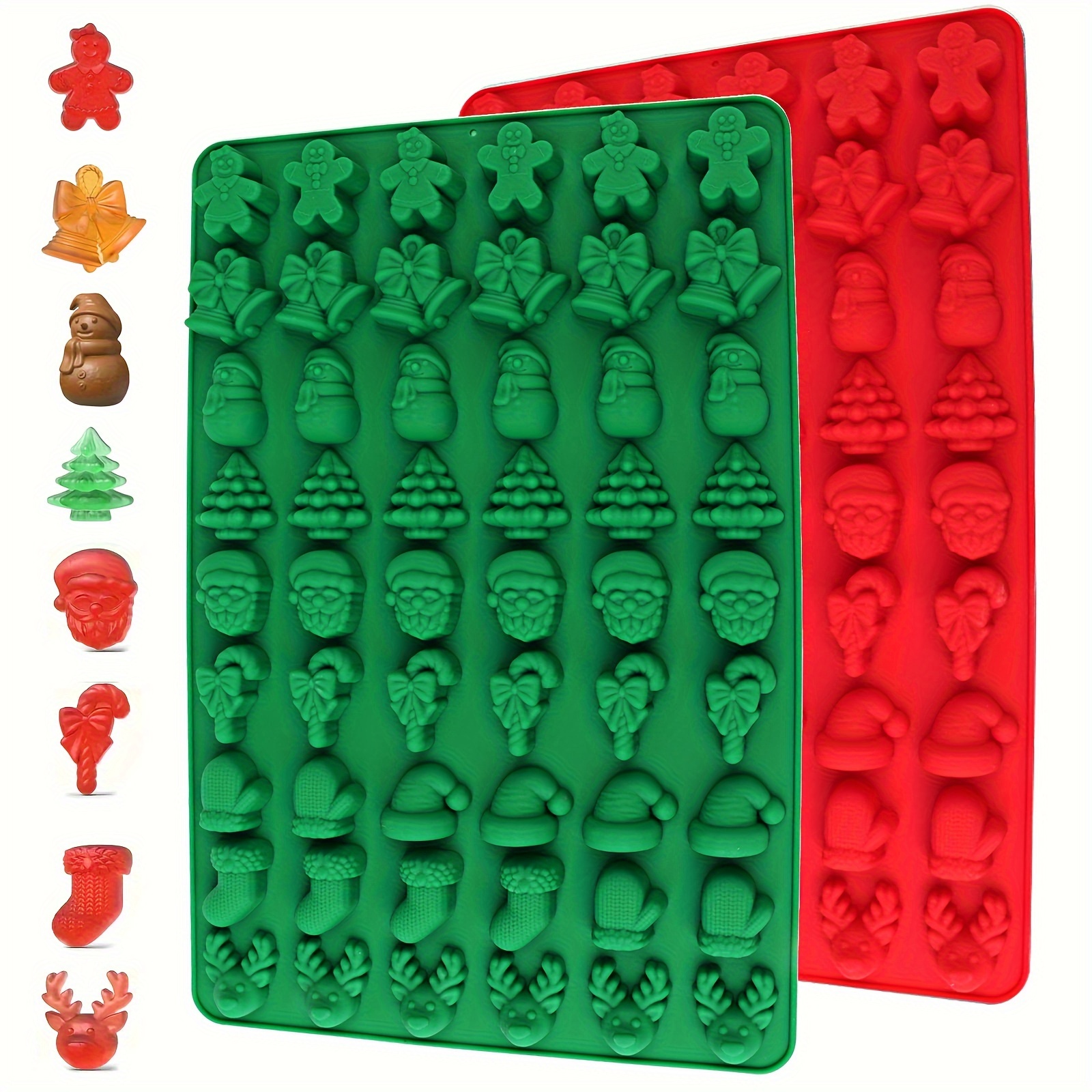 

54-cavity Christmas Silicone Mold For Chocolate, Candy & Baking - Festive Shapes Including Trees, Gingerbread Men, Socks, Snowmen, Reindeer & More - Bpa-free Kitchen Accessory