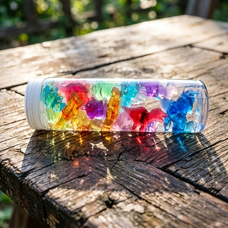 Multi-Coloured Reusable Clear Transparent Sensory Bottles with Round Cap Lids