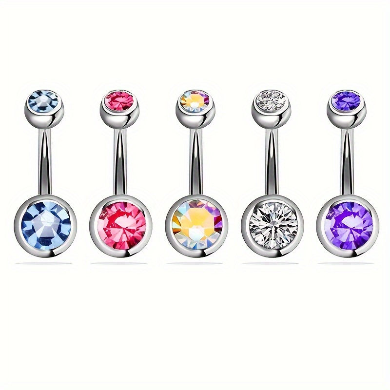 12-Piece Stainless Steel Double Drill Belly Button Rings Set