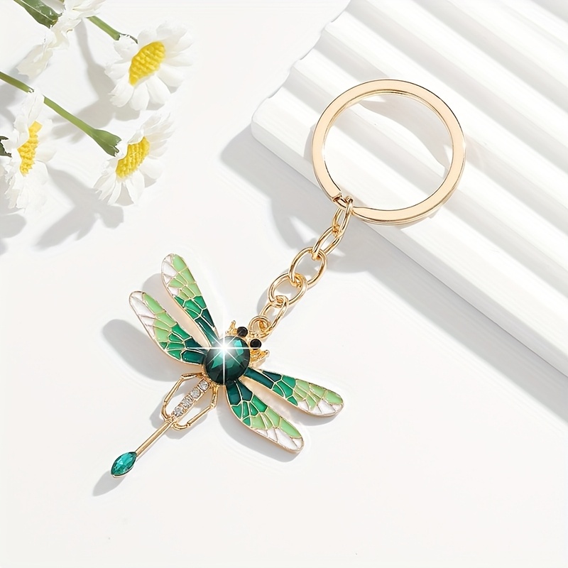 TEMU 1 Fashionable And Gorgeous Cute Painted Dragonfly-shaped Keychain Accessory, Perfect For Women's Keys, Bags, And Decorations