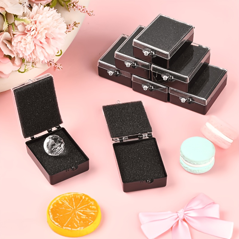 12pcs Black Rectangular Plastic Storage Boxes with Sponges