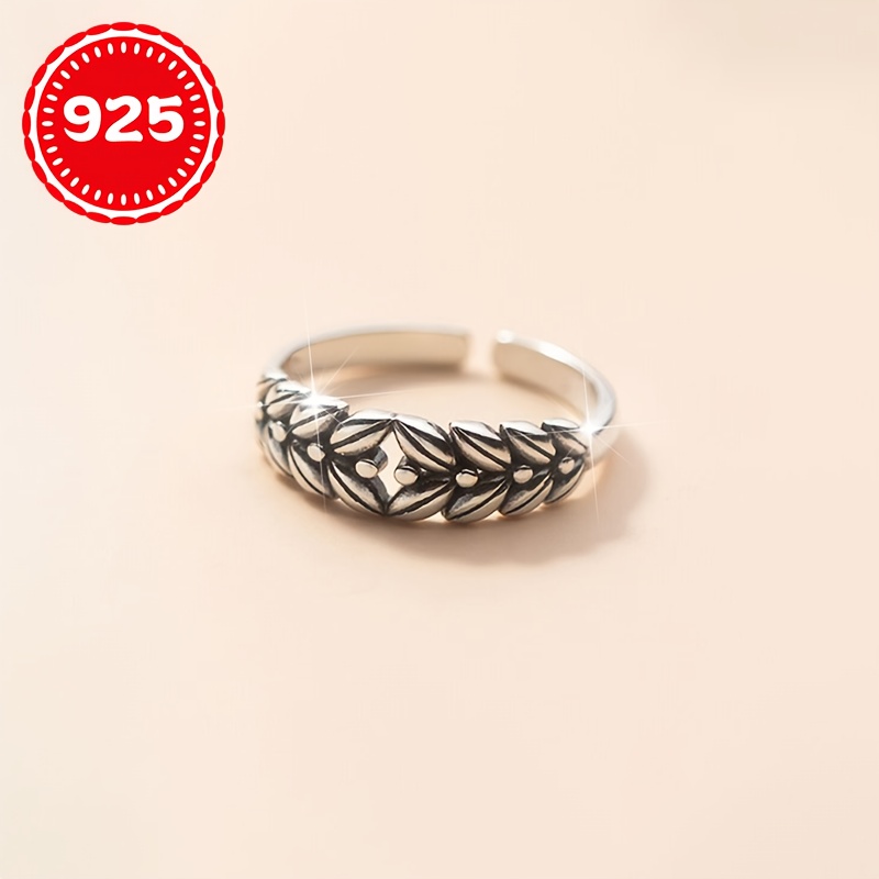 Vintage Wheat Spike Ring 925 Silver Plated Hypoallergenic Antique Oxidized