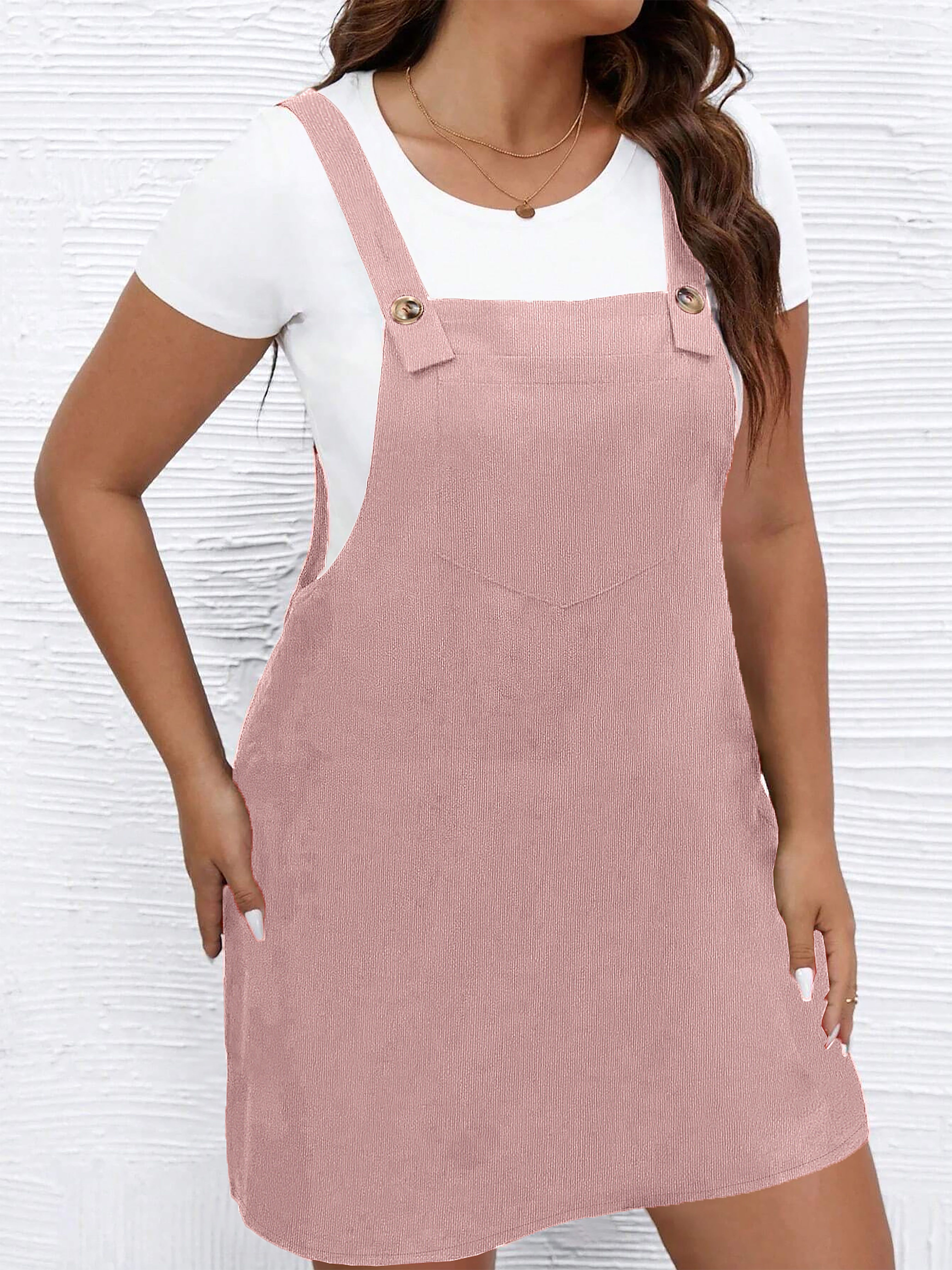 Vestido corto sin mangas con bolsillos para mujer, talla grande