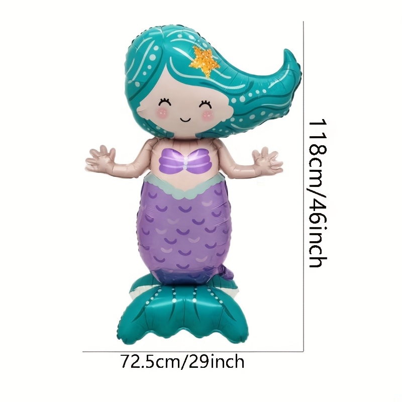 Image of 1/2/3pcs 46-inch Standing Mermaid Balloons, Birthday Party Atmosphere Decorations, Gathering Event Props, Indoor And Outdoor Room Decoration, Halloween Decorations, Christmas Decorations