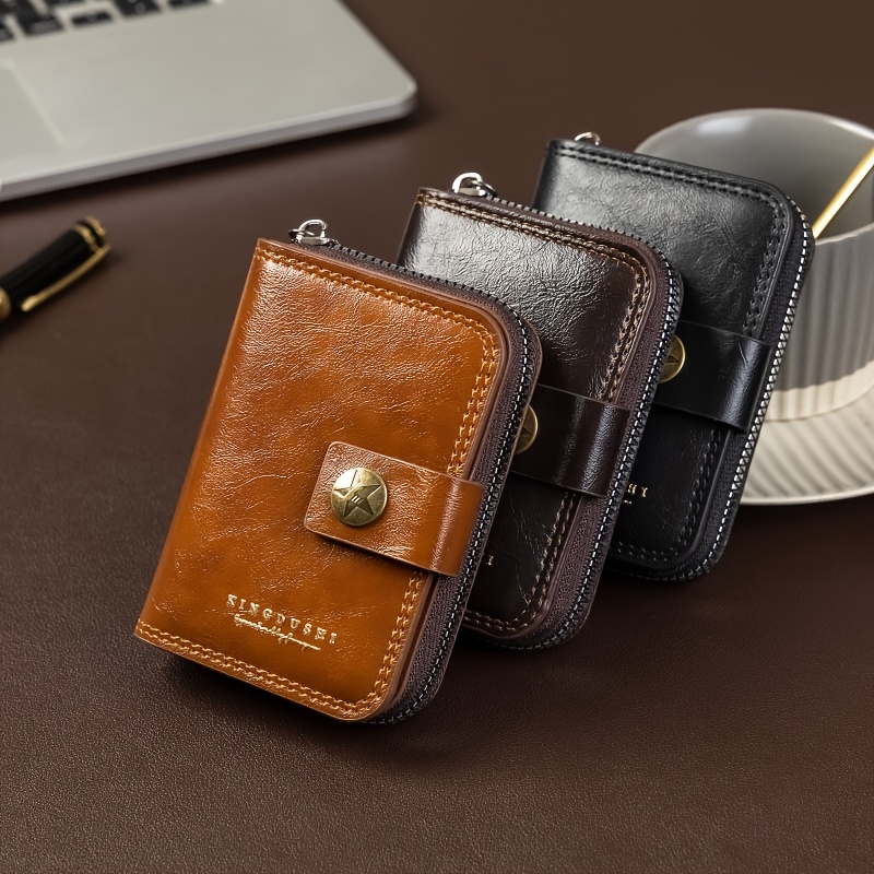 *'S Vintage Accordion Credit Card Holder *'S Waxed Texture Classic Large  Capacity * Card Case ID Organizer, 17-Slot Multi-Compart*t Compact  Minimalist Style Card Sleeve Wallet