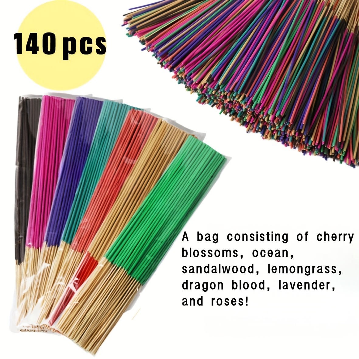 

A Set Of 140 Scented Sticks, Including Cherry , Ocean, Sandalwood, , , Lavender, And Rose, Suitable For Home, Office, Yoga, Meditation, , Reading, And Music, With A Long- Fragrance And .