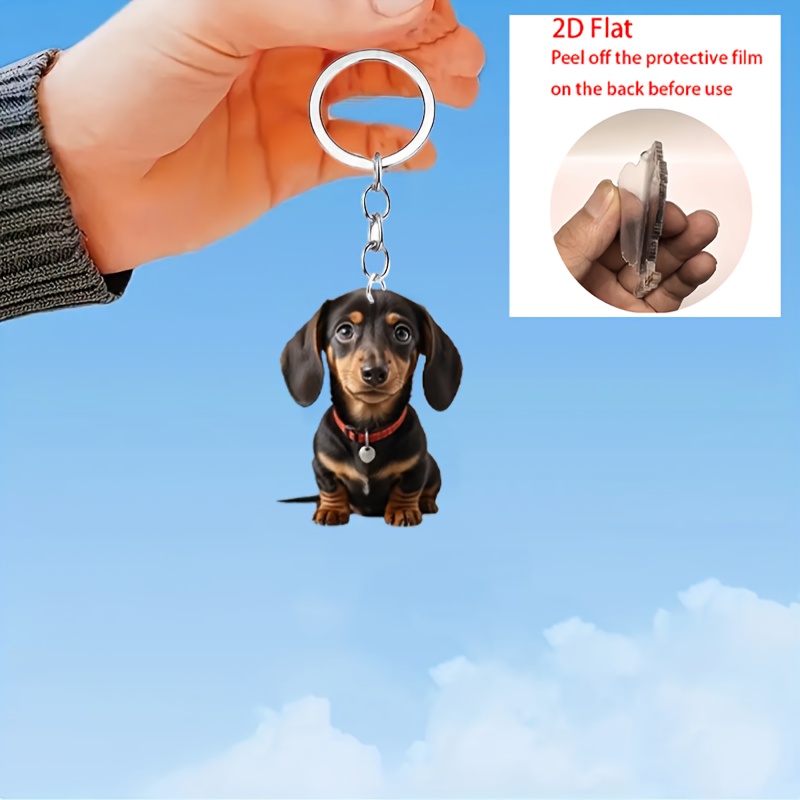 Image of [2d Flat] [2d Flat] 2d Acrylic Flat 1pc Acrylic Material Keychain Additions - Waterproof Additions, Fashionable And Cute Dachshund Theme Key Rings, Bag Charms, A Perfect Gift For