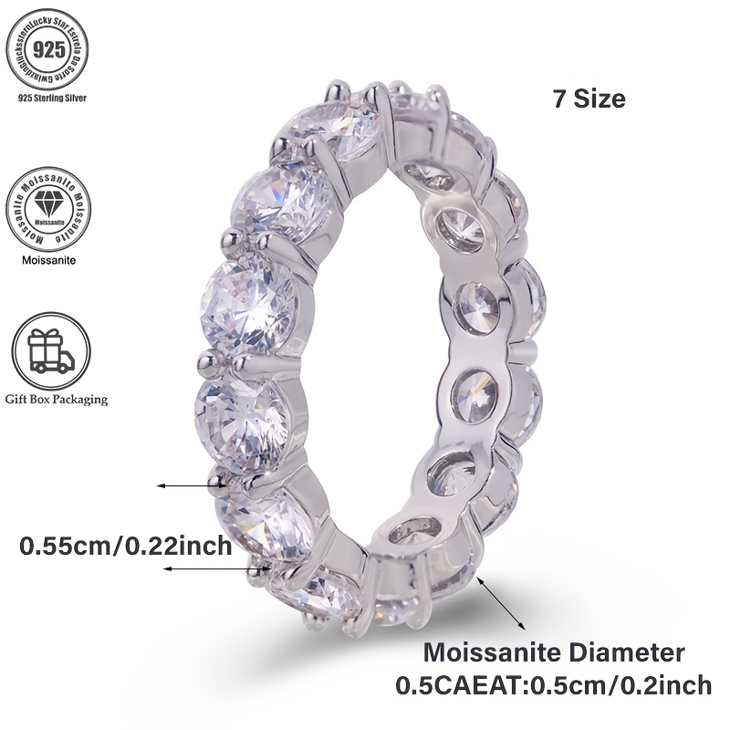 Image of A Stunning Ring From 925 Silver, With 14 Moissanite Gems, Perfect For A Woman's Engagement. This Luxurious And Elegant Piece Makes A Wonderful Anniversary Gift For Couples, A Wedding Ring For Brides