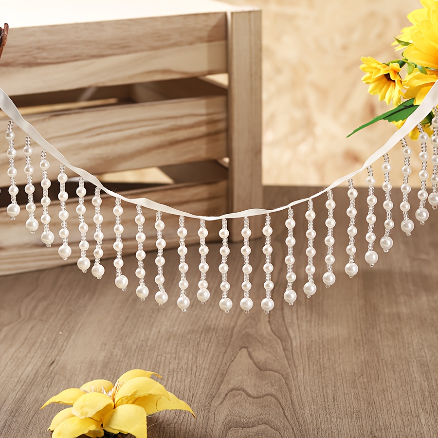 TEMU Colorful Beaded Tassels And Pearl Fringe Trim Additions For Decoration, Suitable For Sewing And Craft Embellishments, Including Clothing, Gowns,