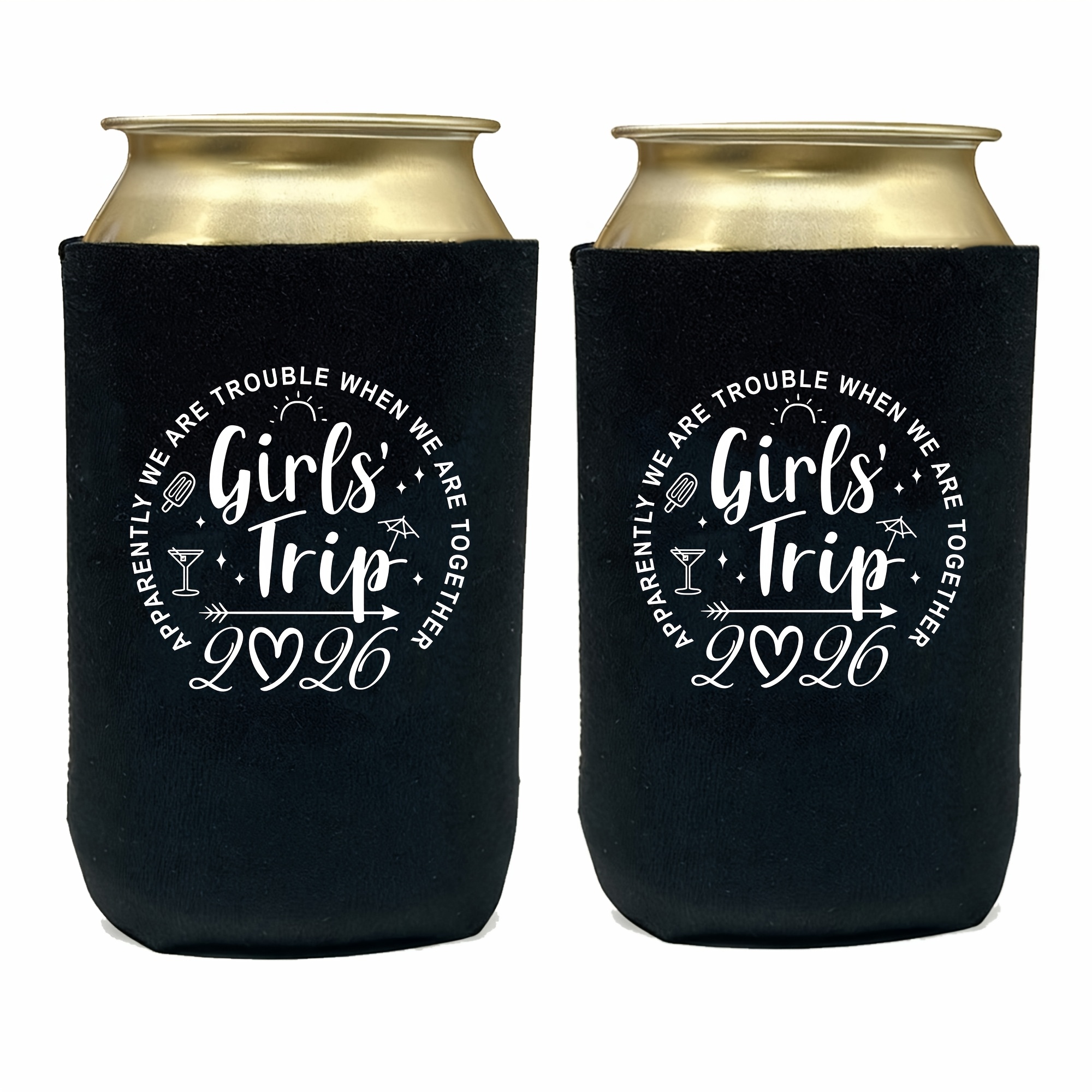 Image of 2pcs/set Girls Trip Can Coolers, Girls Pary Gift, Gift For Her, Beer Huggers, Gift For Sister, Cooler Favors
