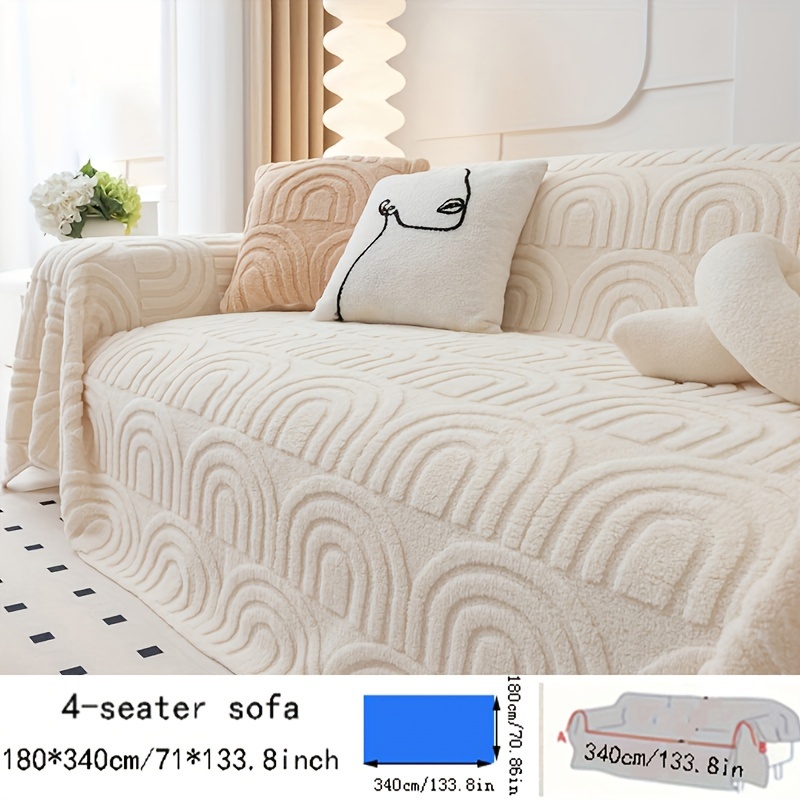 TEMU A Soft Plush Sofa Cover That Protects Your Couch, Suitable For All And Pet-friendly. Used As A Blanket Or Shawl For , Ideal For Living Rooms, Bedrooms, And Offices, Offering And