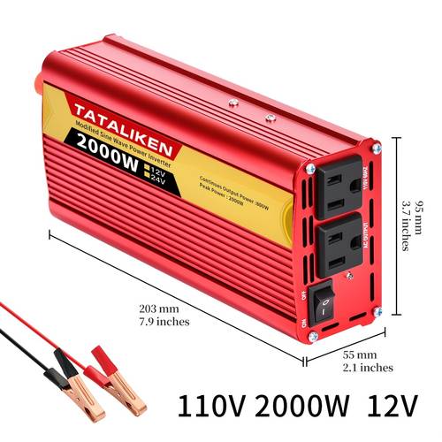2000w power inverter 12v to ac 110v aluminum housing indoor electrical for outdoor camping car converter without battery