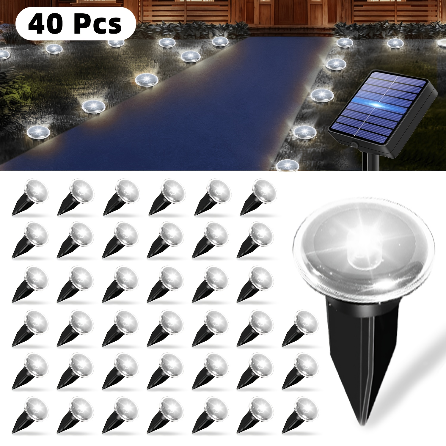 40/30/20/10pcs Solar Outdoor Lawn Lights, 12 Auto - Garden Patio Lights For Gardens, Camping, , Walkways, Dances, Parties & Weddings, Perfect For Decor