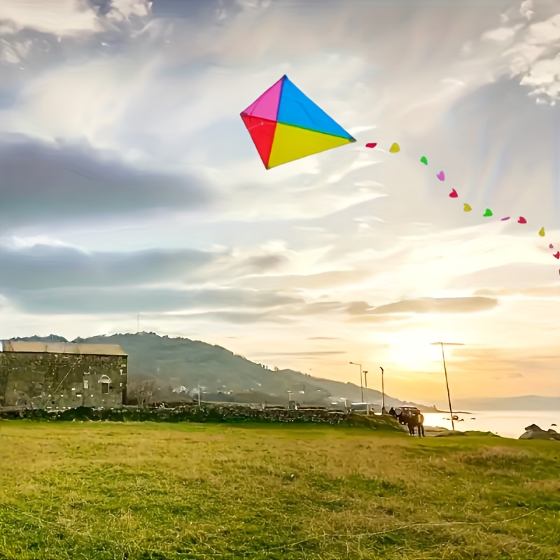 large diamond kite   use   long tail kite durable material colorful    