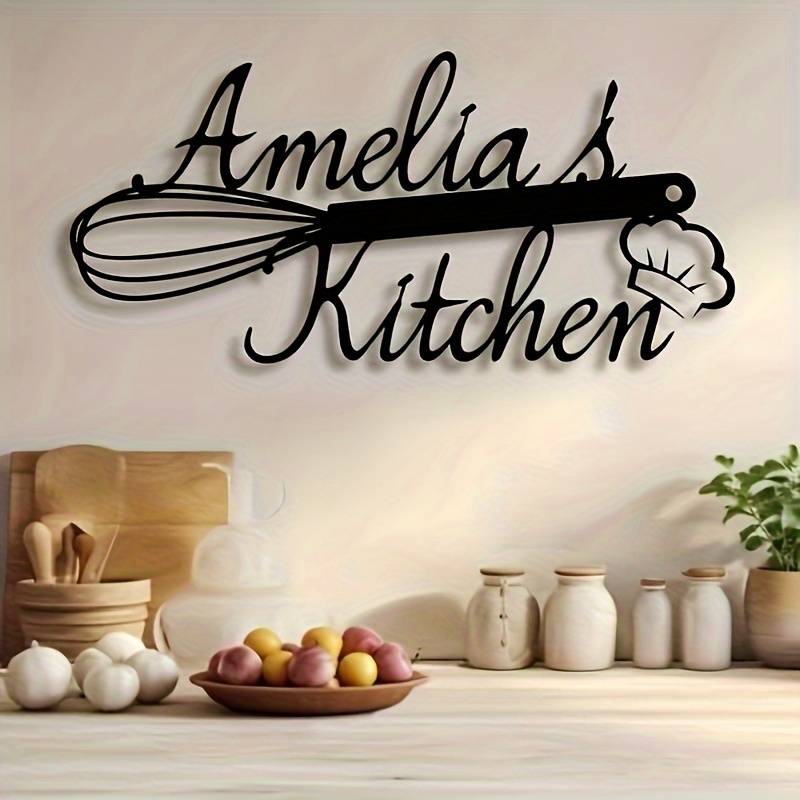 

's Kitchen Metal Deco Sign - Unique Farmhouse Kitchen Decor, Customized , Detachable Irregular Shape Ornament, Suitable For , No Power Required