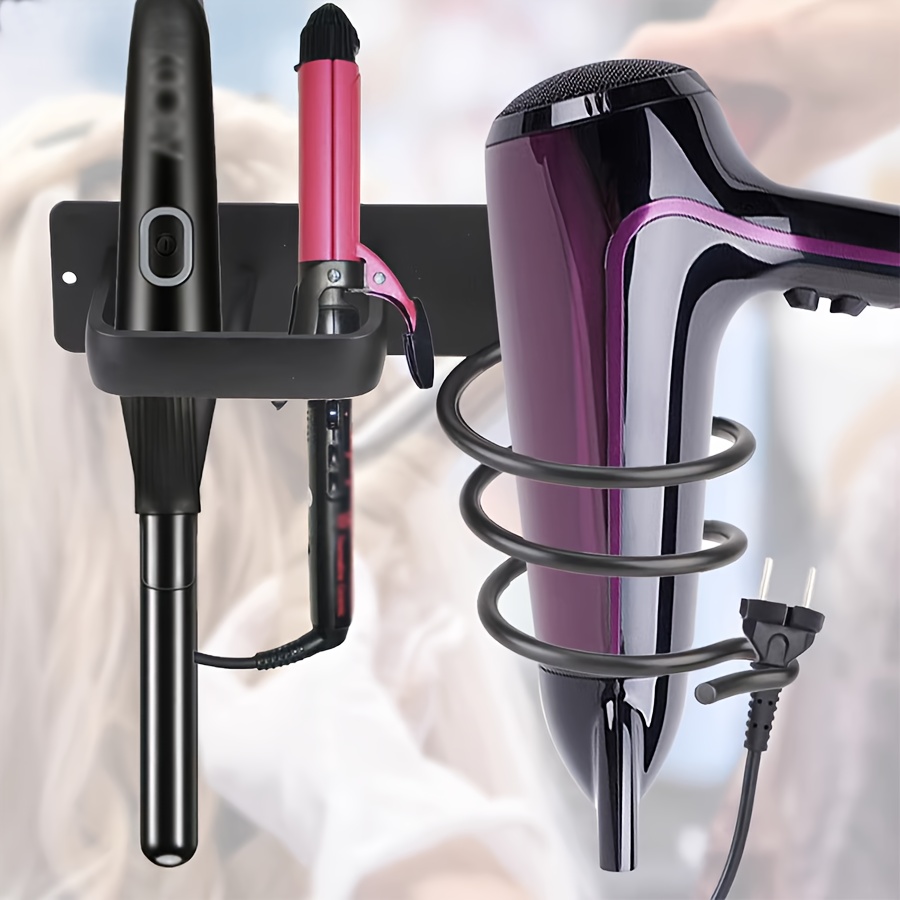 

Aluminum Hair Dryer Holder With Drill, Wall-mounted Storage For Curling Iron And , Ideal For Bathroom And Salon Use